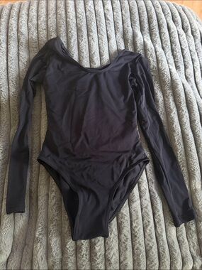 Black Long-Sleeve One-Piece Leotard